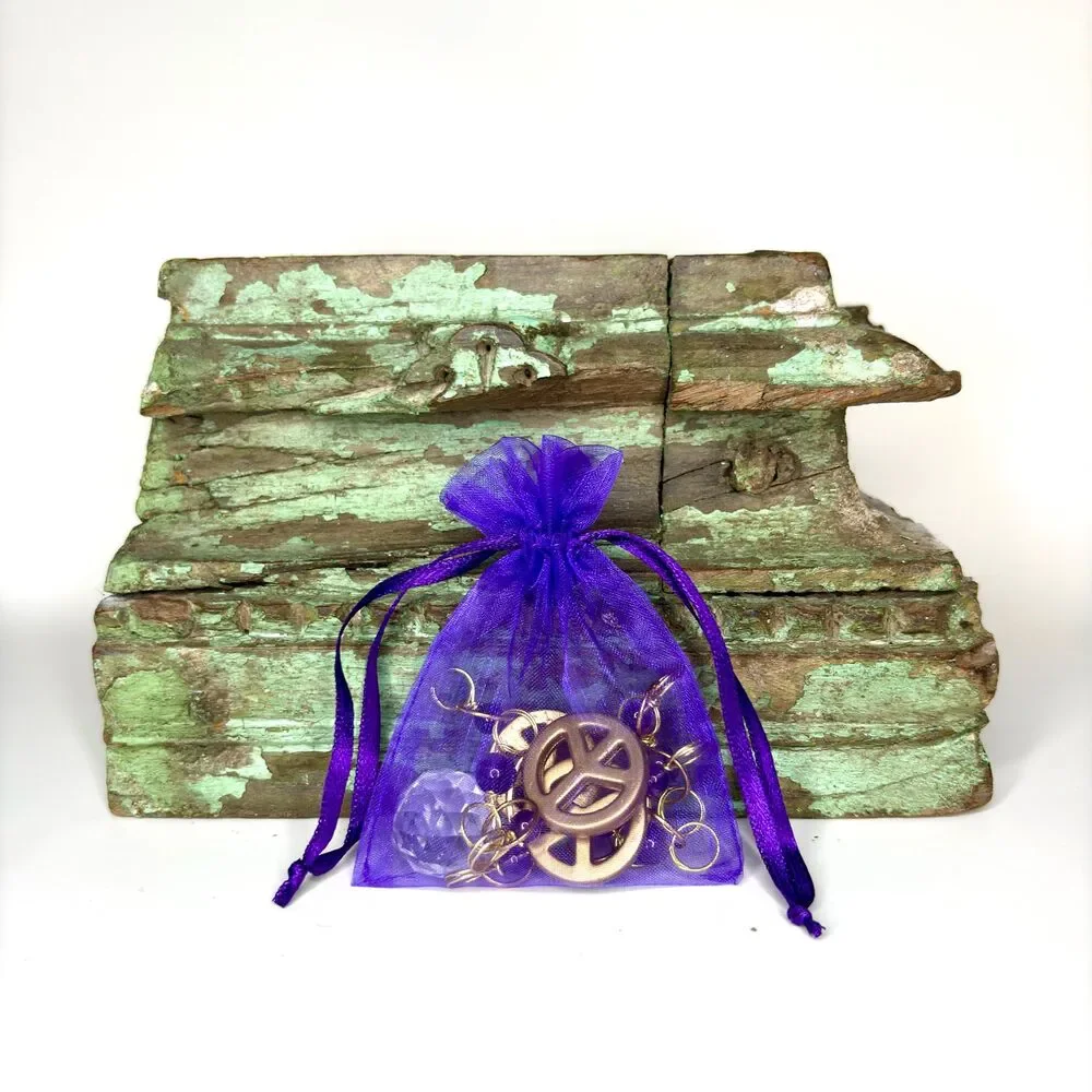 Amethyst Peace Sign Wall Hanging Gold Peace Charm Amethyst Beads Crystal Prism